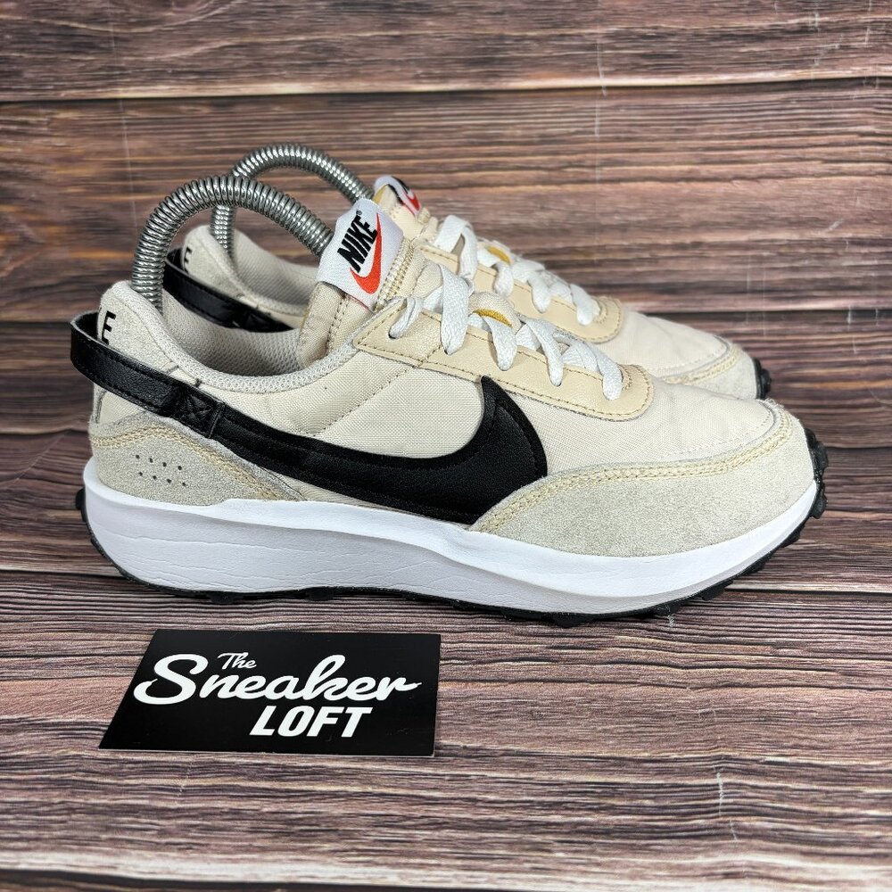 Nike Women's Waffle Debut Sanddrift Black White Suede Athletic Shoes 6.5